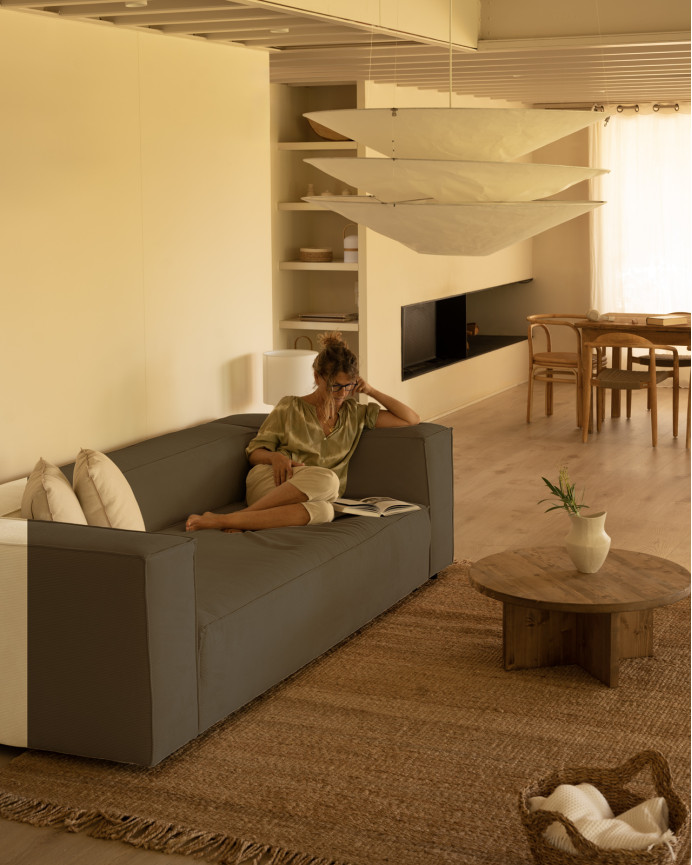 Canapé en velours côtelé couleur marron taupe en différentes tailles