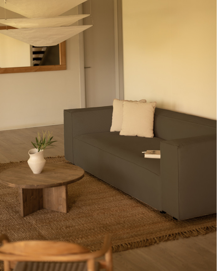 Canapé en velours côtelé couleur marron taupe en différentes tailles