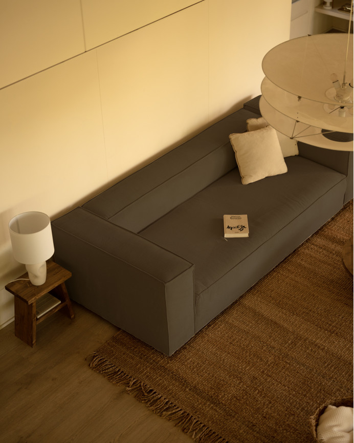 Canapé en velours côtelé couleur marron taupe en différentes tailles