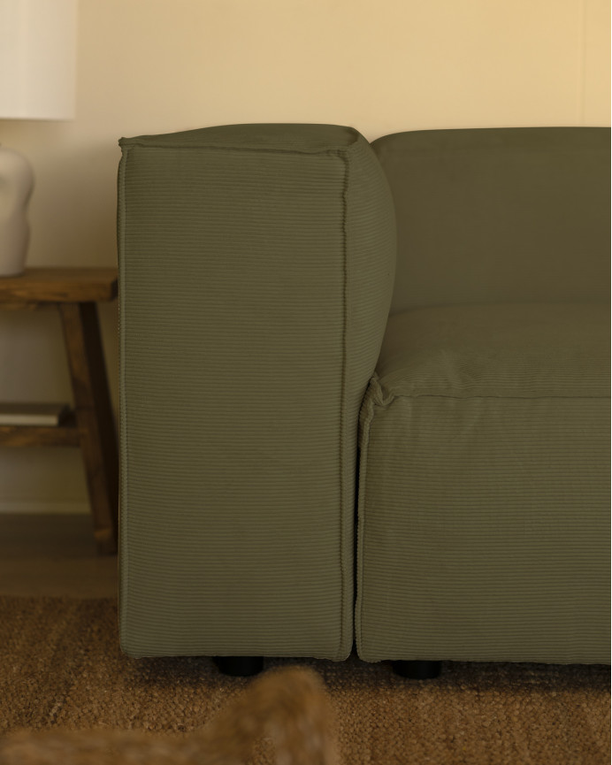 Canapé en velours côtelé couleur vert en différentes tailles