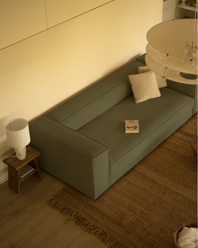Canapé en velours côtelé couleur vert en différentes tailles