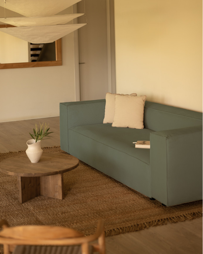 Canapé en velours côtelé couleur bleu-vert en différentes tailles