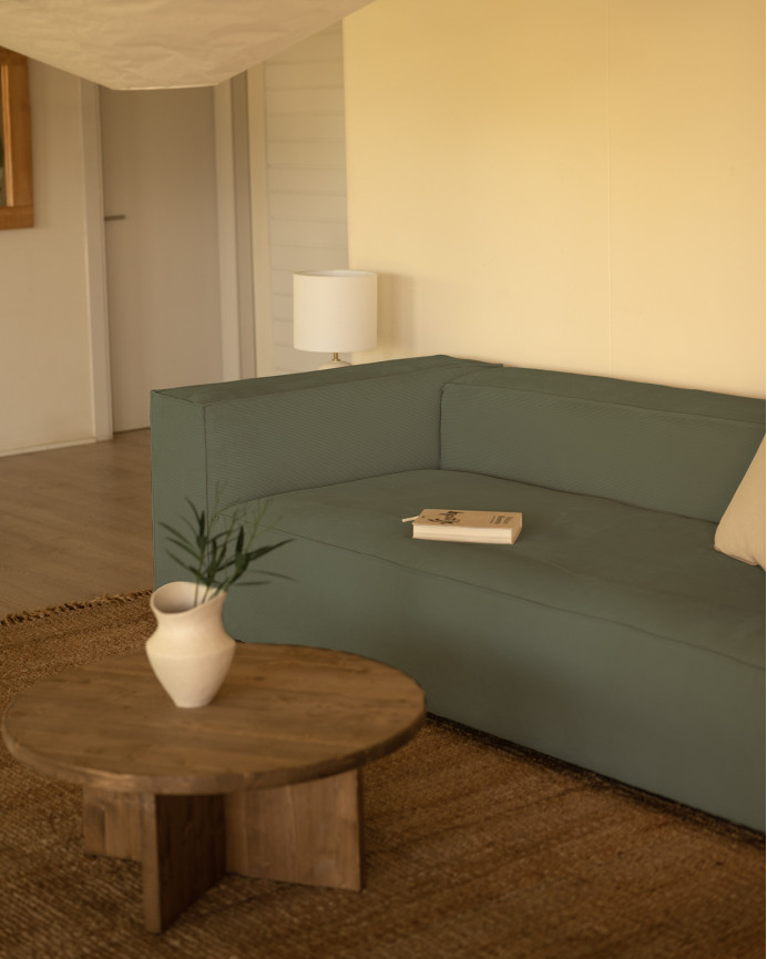 Canapé en velours côtelé couleur bleu-vert en différentes tailles