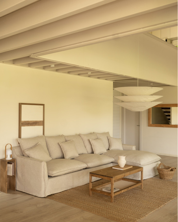 Canapé d'angle en coton et lin déhoussable couleur beige en différentes tailles