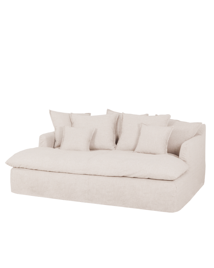 Canapé à profondeur longue en coton et lin déhoussable couleur blanc en différentes tailles