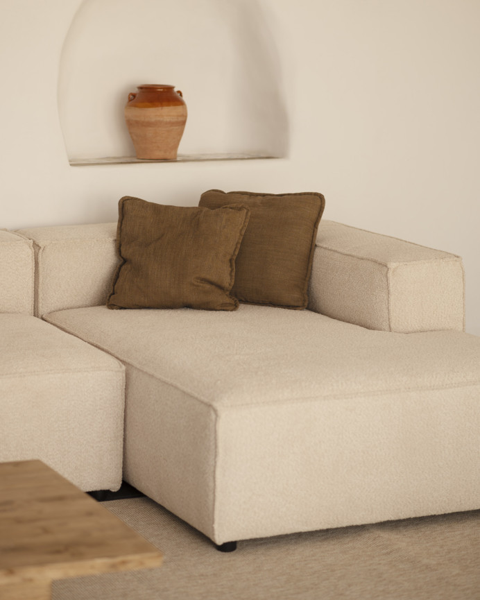 Canapé d'angle en bouclé couleur beige en différentes tailles