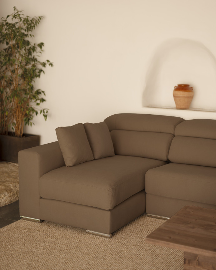 Canapé d'angle couleur marron taupe en différentes tailles