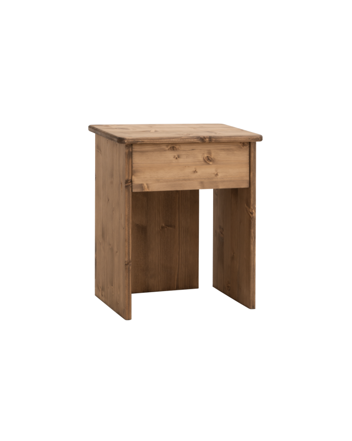 Table de chevet en bois massif en ton chêne foncé de 50x42cm