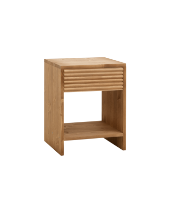 Table de chevet en bois massif avec un tiroir en ton chêne moyen en différentes tailles
