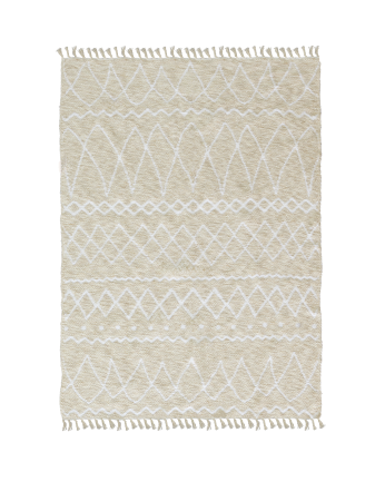 Tapis en coton et jute blanc en différentes tailles