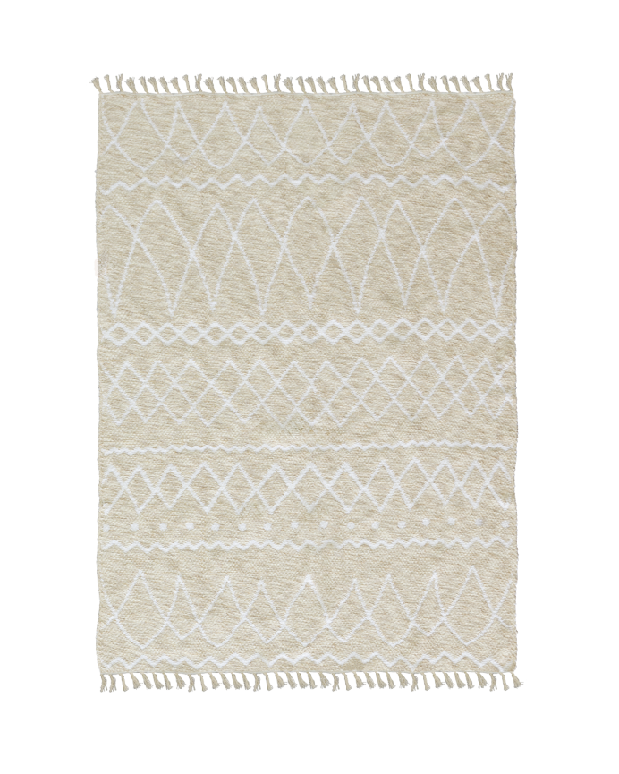 Tapis en coton et jute blanc en différentes tailles
