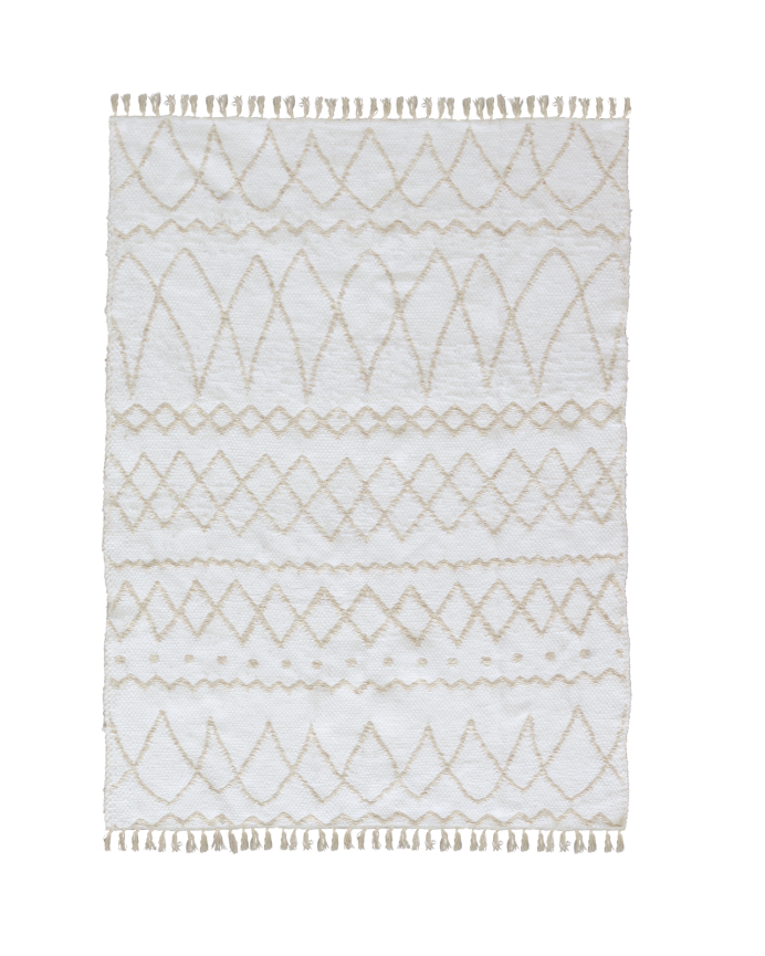 Tapis en coton et jute blanc en différentes tailles