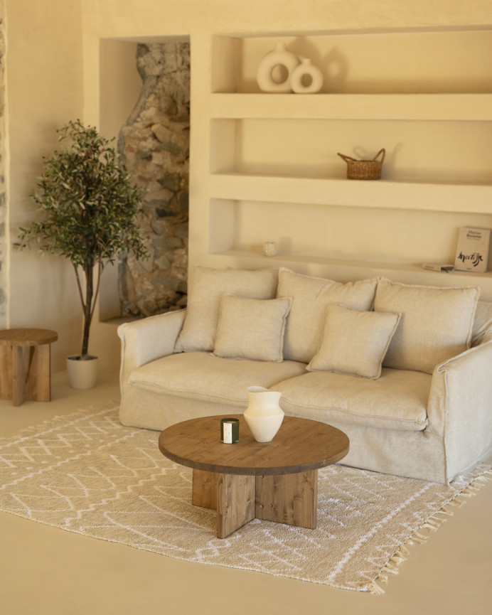 Tapis en coton et jute blanc en différentes tailles