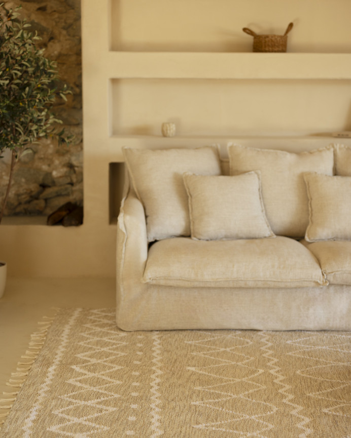 Tapis en coton et jute blanc en différentes tailles