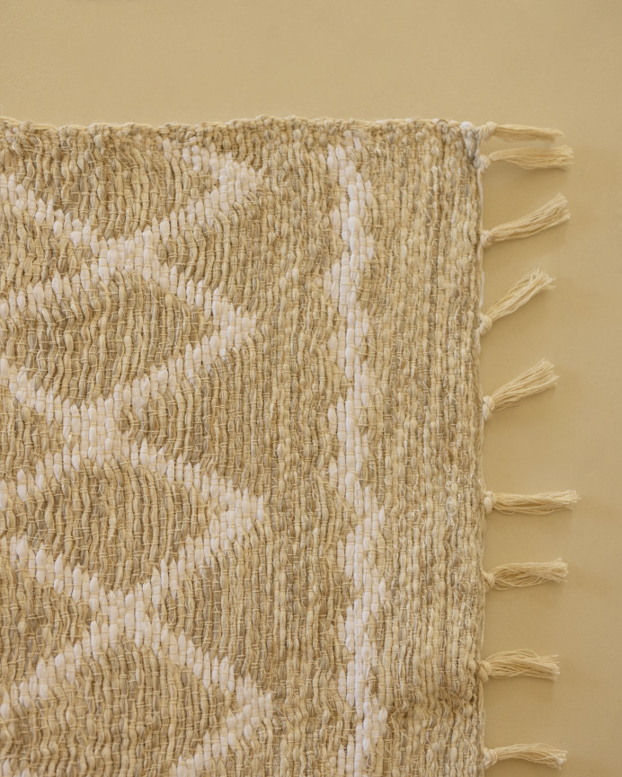 Tapis en coton et jute blanc en différentes tailles