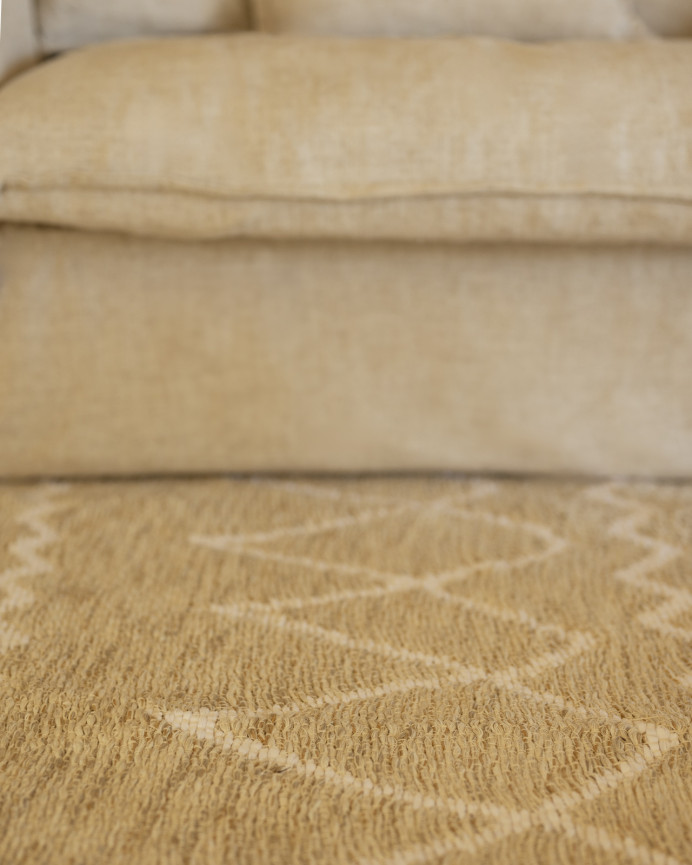 Tapis en coton et jute blanc en différentes tailles