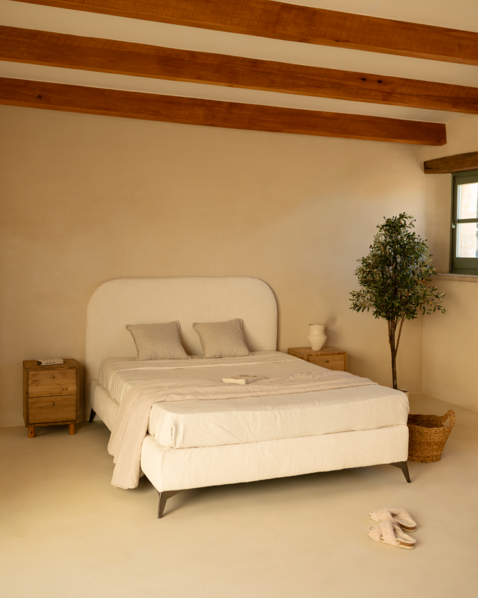 Lit rembourré en boculé blanc pour les matelas en différentes tailles