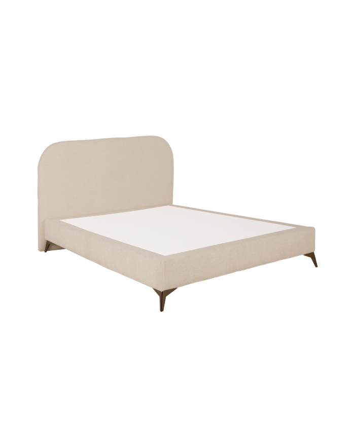 Lit rembourré en boculé beige pour les matelas en différentes tailles