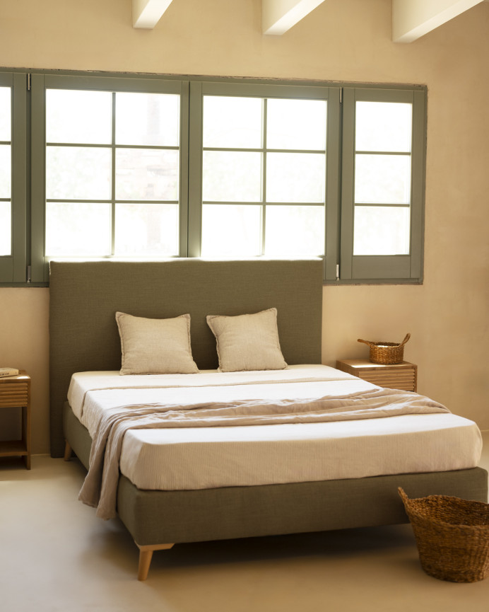 Lit rembourré en lin vert pour les matelas en différentes tailles