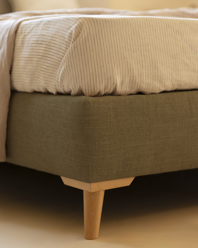Lit rembourré en lin vert pour les matelas en différentes tailles