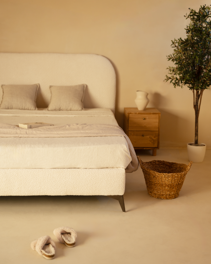 Base tapissée blanc boculé pour les matelas en différentes tailles