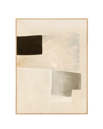 Tableau beige et noir décoratif sur coton avec cadre en bois peint à la main à la peinture à l'huile en différentes tailles