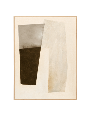Tableau beige et noir décoratif sur coton avec cadre en bois peint à la main à la peinture à l'huile en différentes tailles