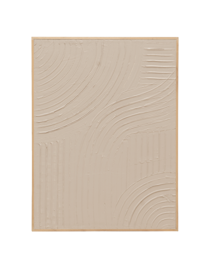 Tableau beige décoratif sur coton avec cadre en bois peint à la main à la peinture à l'huile en différentes tailles