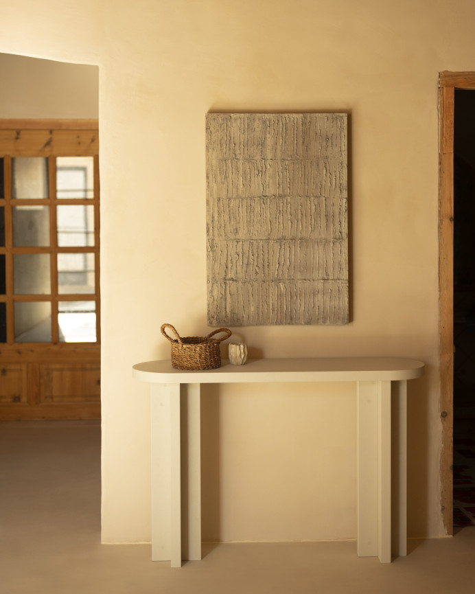 Tableau beige décoratif sur coton avec cadre en bois peint à la main à la peinture à l'huile en différentes tailles