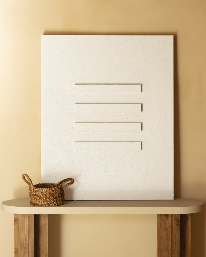 Tableau blanc décoratif sur coton avec cadre en bois peint à la main à la peinture à l'huile en différentes tailles