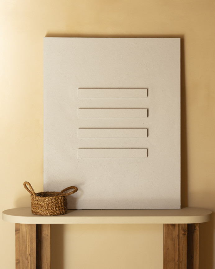 Tableau beige décoratif sur coton avec cadre en bois peint à la main à la peinture à l'huile en différentes tailles