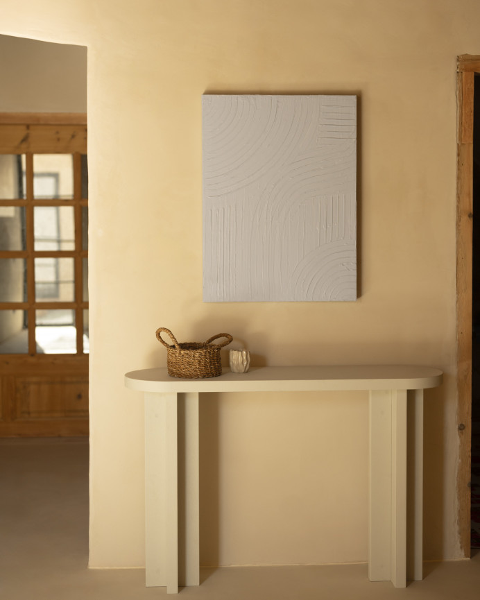 Tableau beige décoratif sur coton avec cadre en bois peint à la main à la peinture à l'huile en différentes tailles