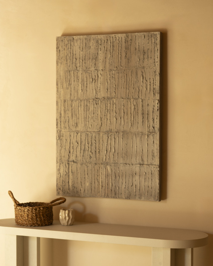 Tableau beige décoratif sur coton avec cadre en bois peint à la main à la peinture à l'huile en différentes tailles