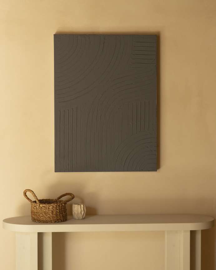 Tableau marron décoratif sur coton avec cadre en bois peint à la main à la peinture à l'huile en différentes tailles