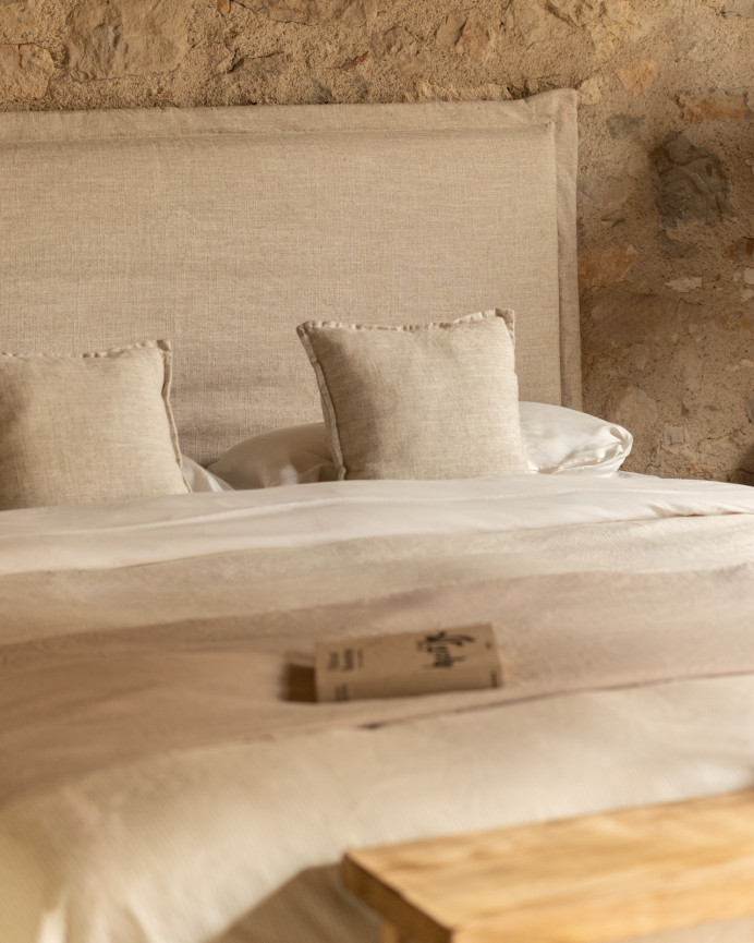 Housse de tête de lit en lin beige en différentes tailles