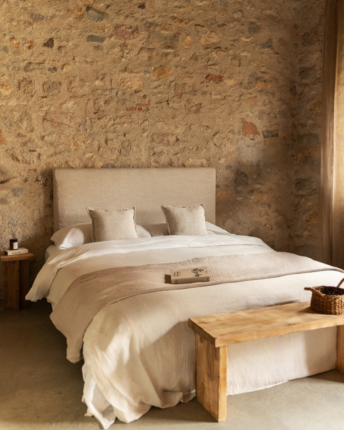 Housse de tête de lit en lin beige en différentes tailles