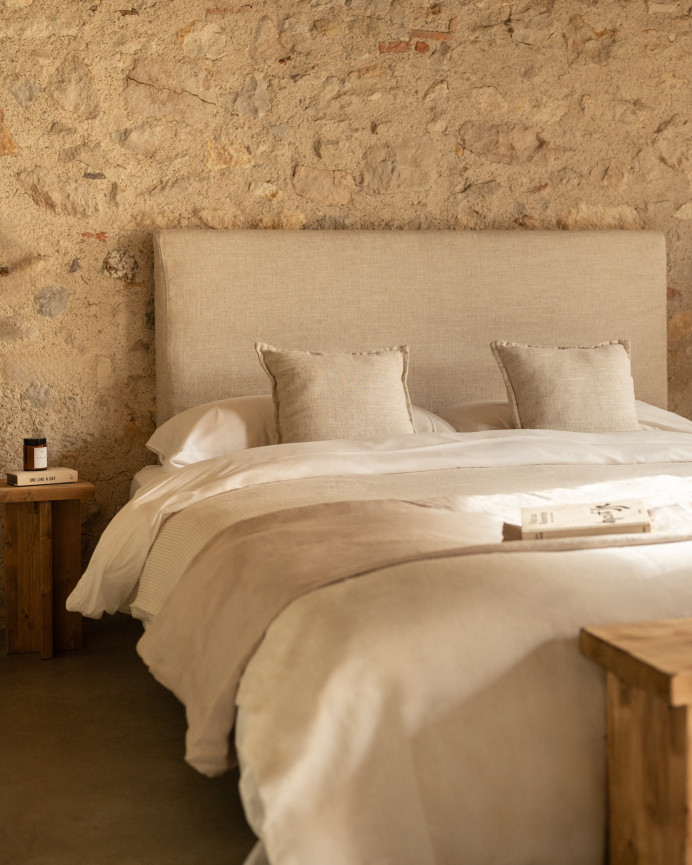 Housse de tête de lit en lin beige en différentes tailles