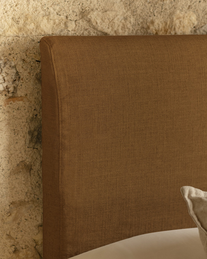 Housse de tête de lit en lin terracotta en différentes tailles