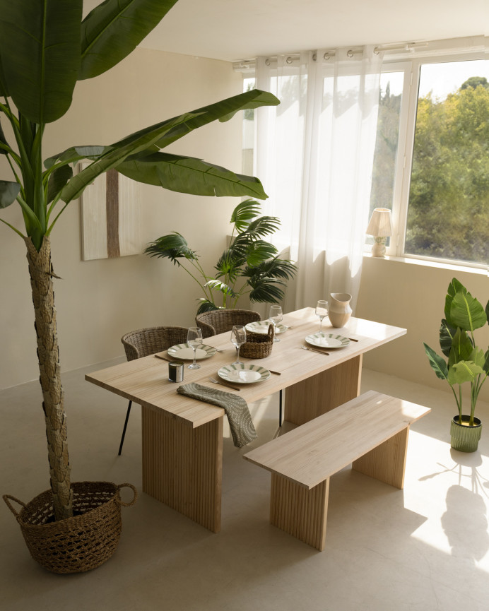 Table de salle à manger en bois massif dans le ton du bois chêne moyen en différentes tailles