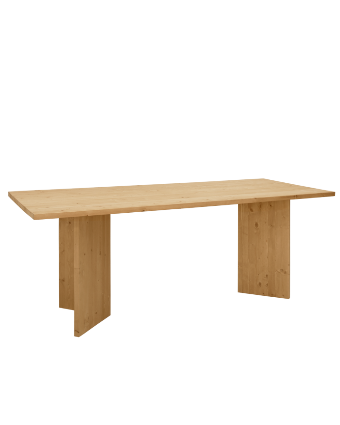 Table de salle à manger en bois massif en ton chêne moyen en différentes tailles