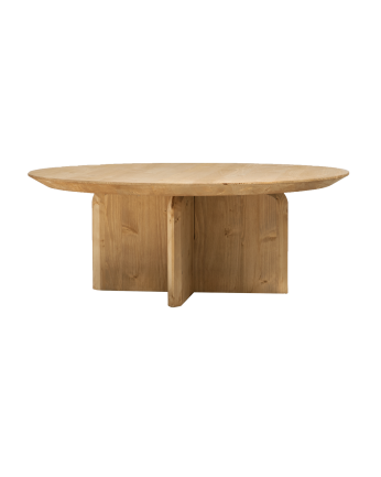 Table basse ronde en bois massif ton chêne moyen en différentes tailles