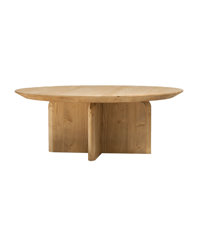 Table basse ronde en bois massif ton chêne moyen en différentes tailles