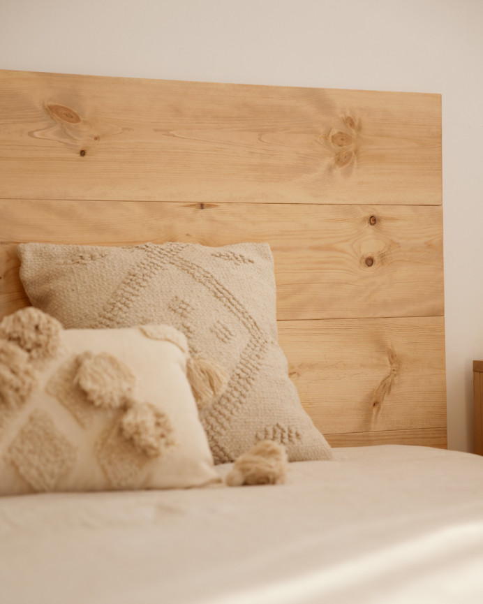 Pack tête de lit et tables en bois massif ton chêne moyen en différentes tailles