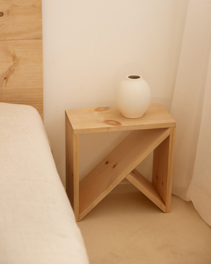 Pack 2 tables en bois massif ton chêne moyen en différentes tailles