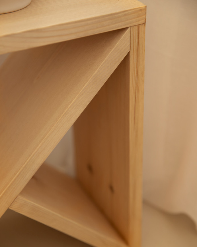 Pack tête de lit et tables en bois massif ton chêne moyen en différentes tailles
