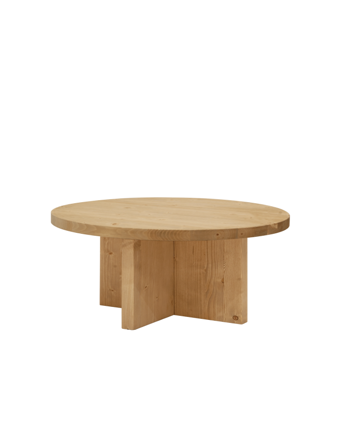 Table basse ronde en bois massif ton chêne moyen en différentes tailles