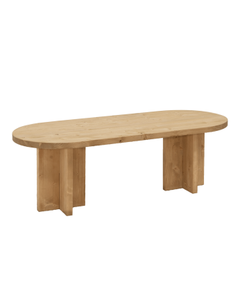 Table basse en bois massif ton chêne moyen 120x50cm