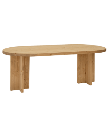 Table à manger ovale en bois massif ton chêne moyen en différentes tailles