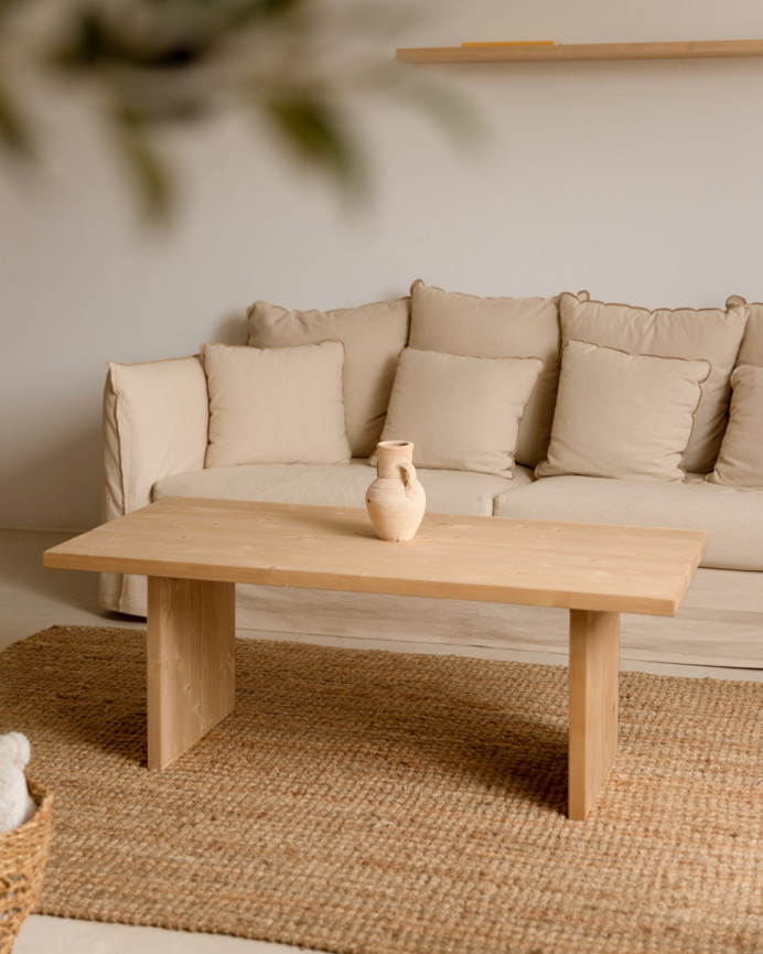 Table basse en bois massif en teinte chêne moyen de 47x60cm