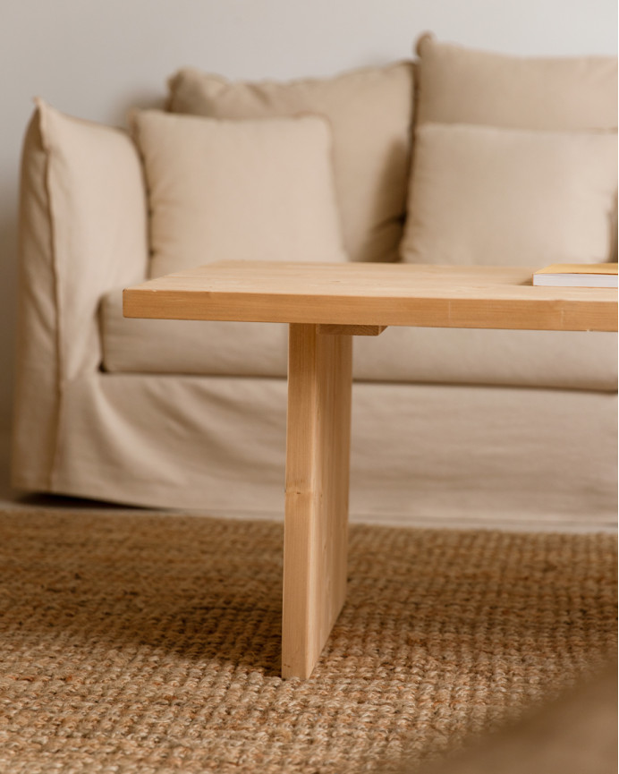 Table basse en bois massif en teinte chêne moyen de 47x60cm